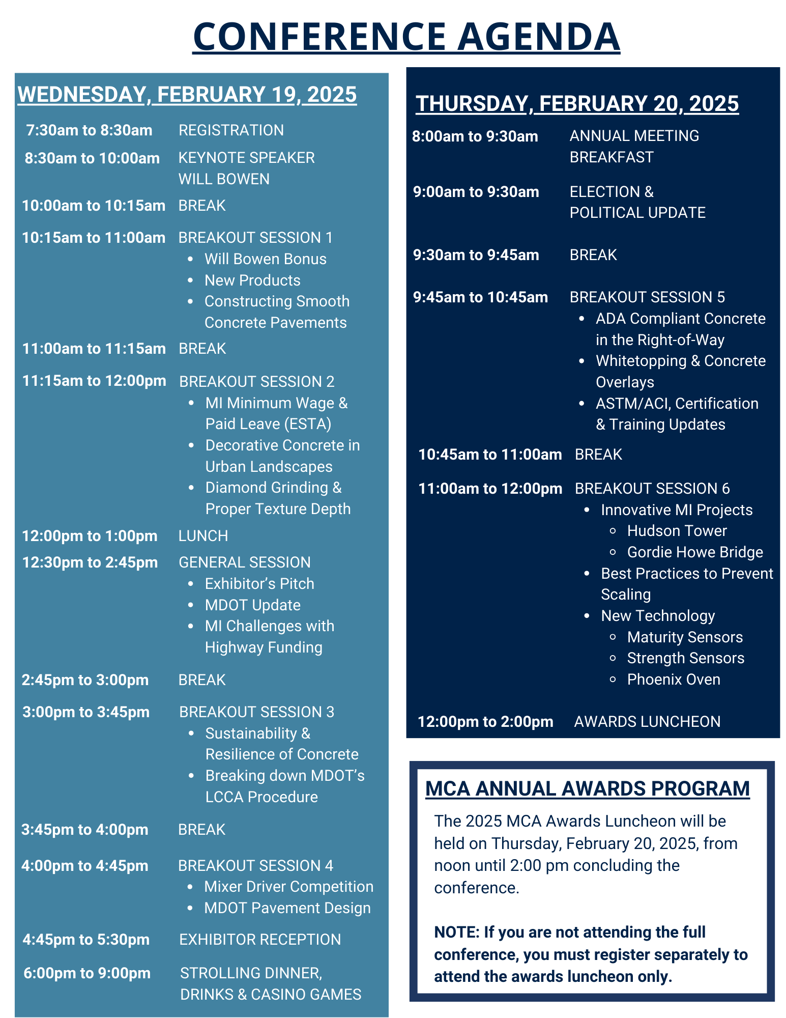 2025 MCA Annual Conference - Agenda