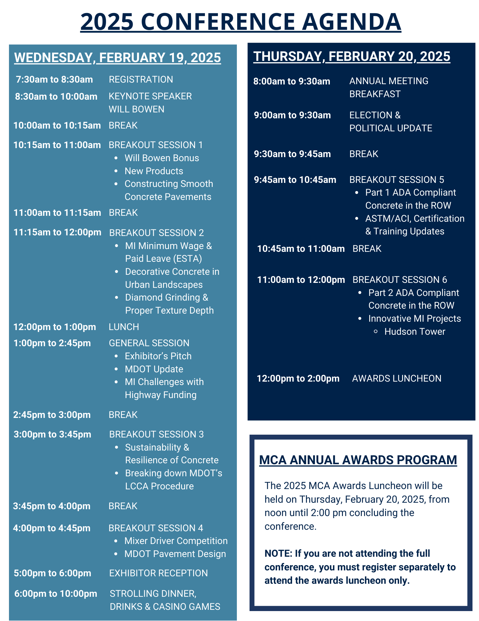 2025 MCA Annual Conference - Final Agenda